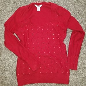 Red jeweled sweater